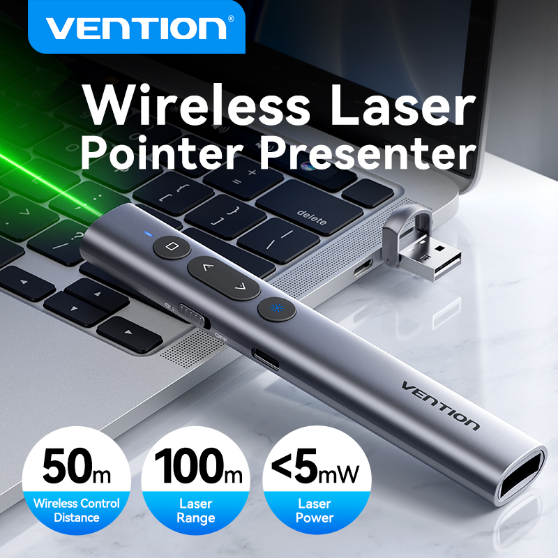 Presentation Remote Laser - Vention 무선 레이저 포인터 프리젠터, 100m