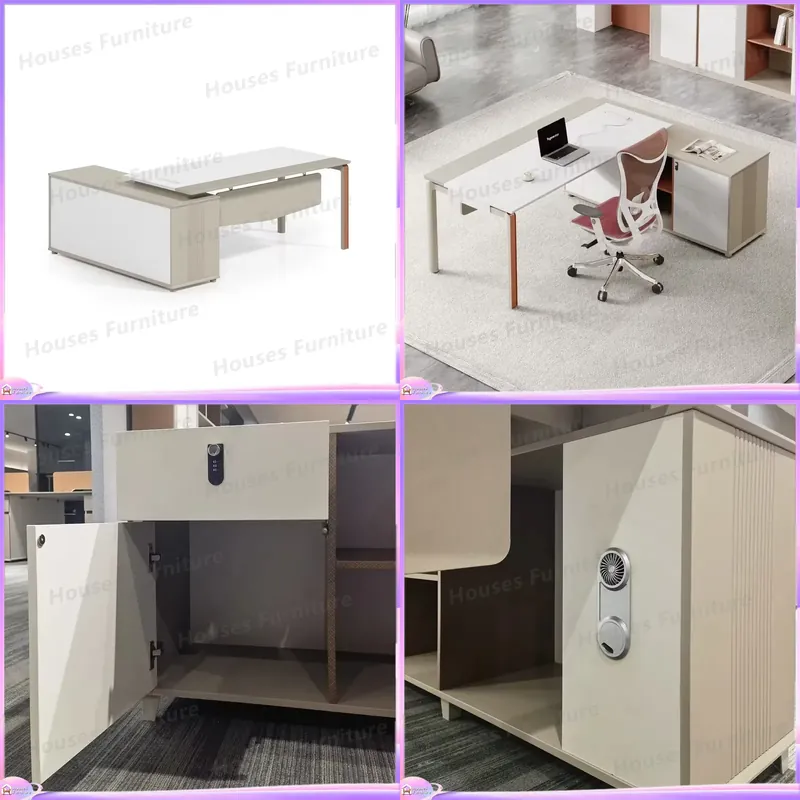 Office Tech Desk - L자형 임원 책상 현대식 사무용 가구